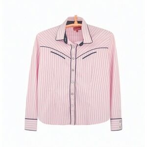 Panhandle Slim Pink & Silver Metallic Pinstripe Western Snap Shirt - XL